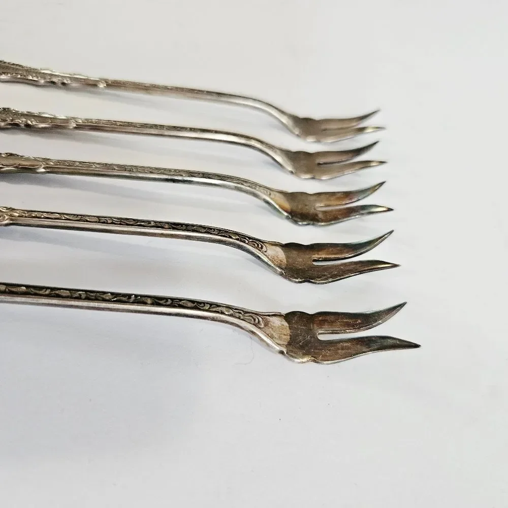 Antique S.L. & G.H Rogers Silver Plate Webster Pattern Set Of 5 Cocktail Forks